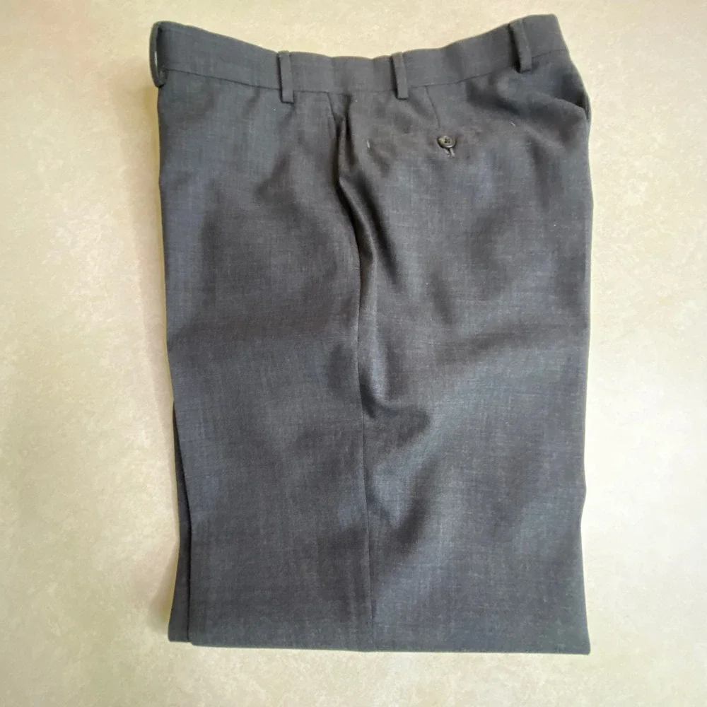 Lauren Ralph Lauren Mens 36W 30L Dress Pants Charcoal Gray 100% Wool-Lightweight